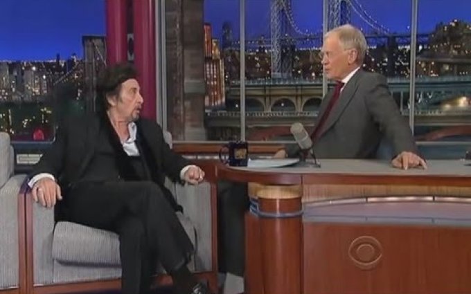 Kevin Spacey impersonates Al Pacino in front of Al Pacino - Letterman