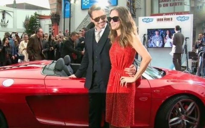 Iron Man 3 Premiere | Robert Downey Jr in his Audi R8 (HD) - Official Marvel India