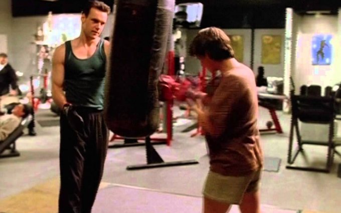 Catherine Bell JAG 02x15 Rendezvous Working Out On Bench Press