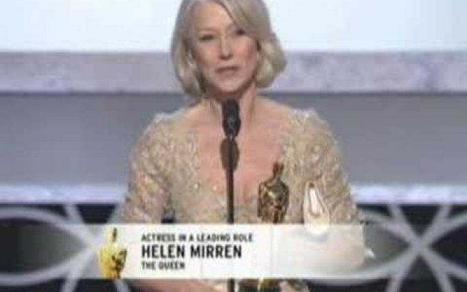 Helen Mirren winning an Oscar® for "The Queen"
