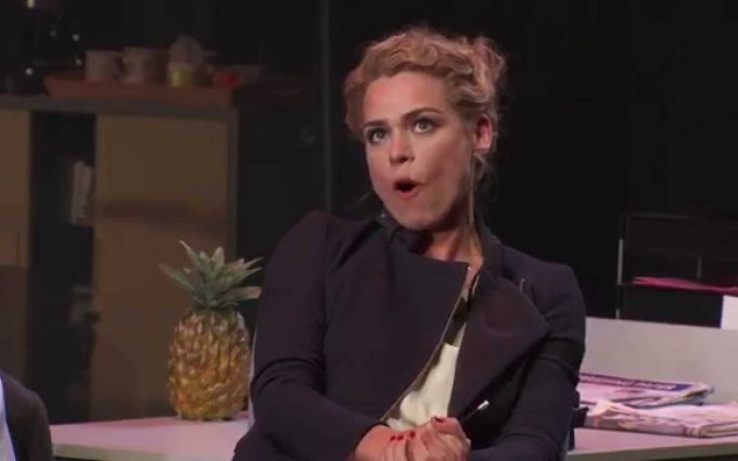 National Theatre: a scene from Great Britain with Billie Piper as tabloid news editor
